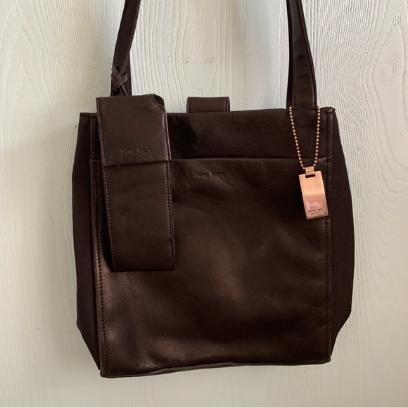 5for20 Nine West genuine leather black shoulder bag with retro Y2K phone holder - Picture 2 of 8